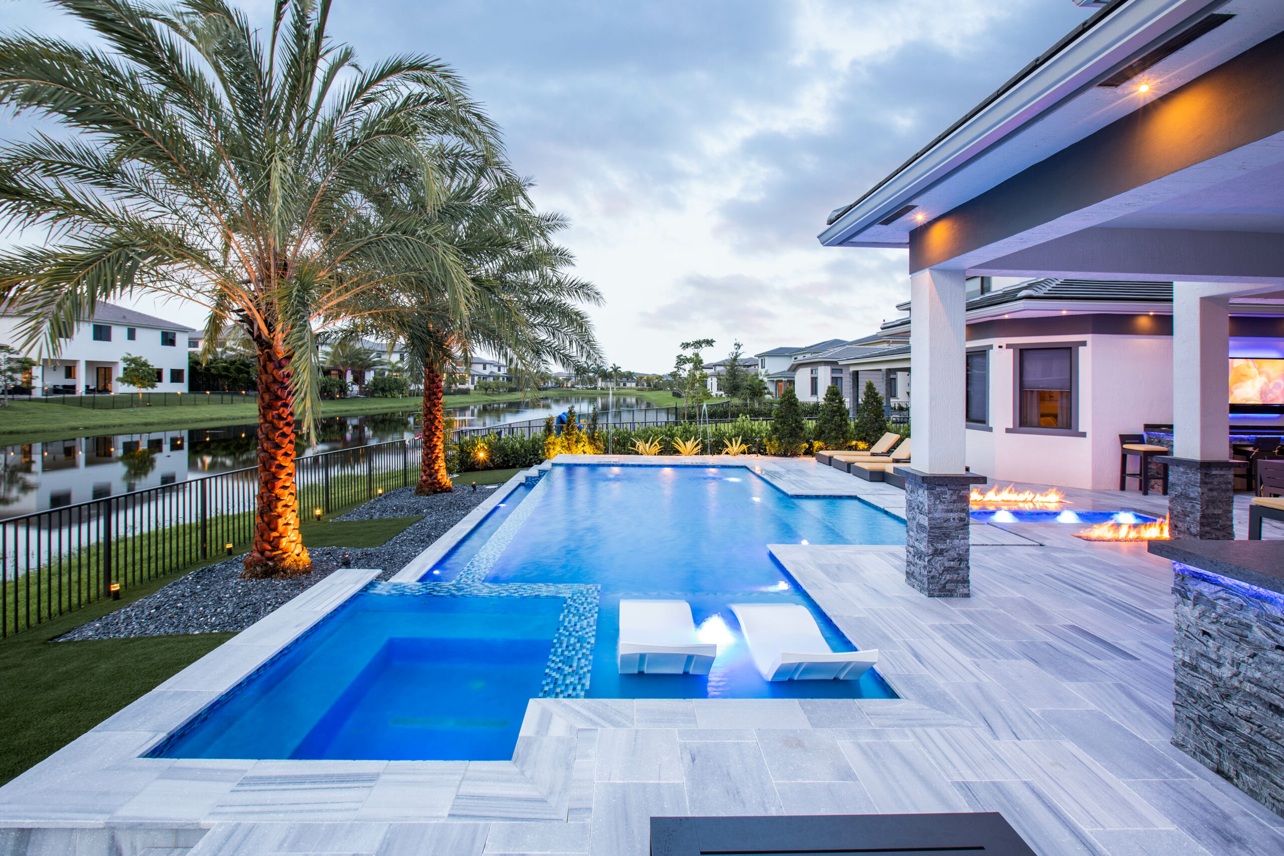 luxury backyard pool and spa
