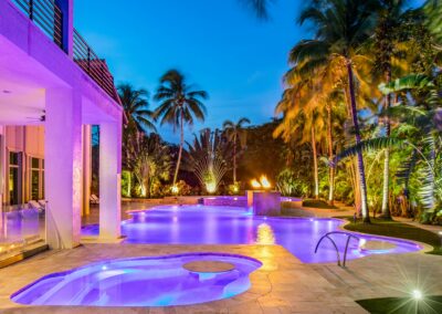 luxury lagoon style swimming pool with LED lights
