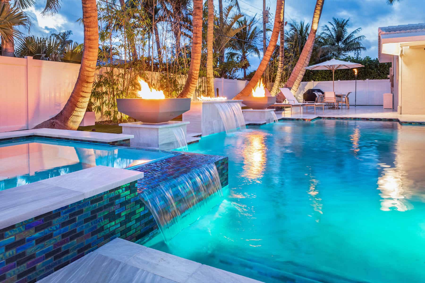 spa waterfall with led lighting - Van Kirk & Sons Pools & Spas spa waterfall with led lighting