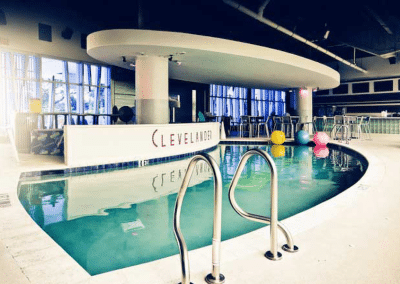 Indoor pool and bar lounge design at The Clevelander inside Marlins Park.