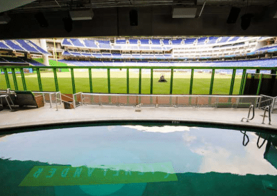 Unique field-facing pool installation by Van Kirk & Sons Pools & Spas.