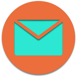 Icon of a turquoise envelope inside an orange circle, representing email communication.