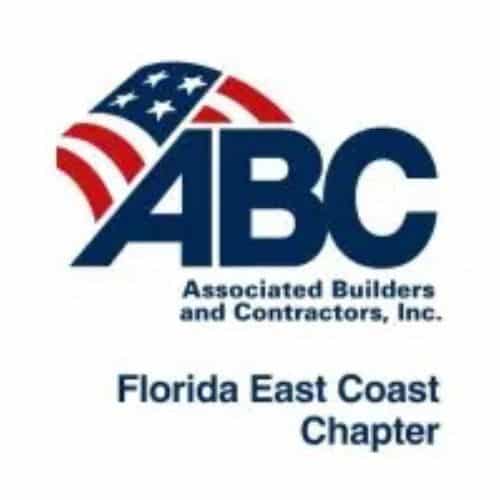 ABC logo, Associated Builders and Contractors, Florida East Coast Chapter, USA flag motif.