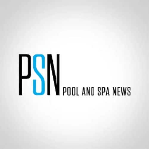 Logo of Pool and Spa News with initials PSN in black and blue on a gray background.
