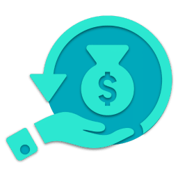 Hand holding a money bag with a dollar sign, representing financial savings or refunds.