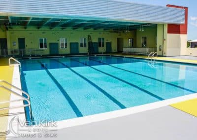 Van Kirk Pools constructed this large, commercial training pool with lap lanes for the Miami Dade Fire Rescue Training Facility in Miami.