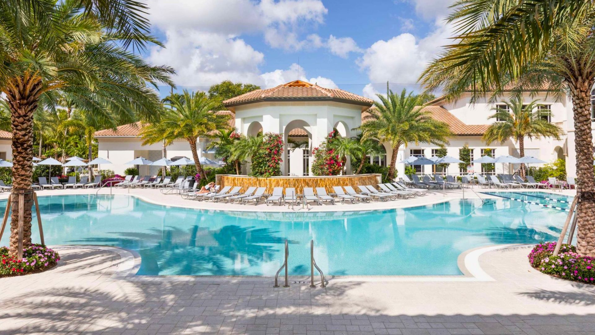 Pools, Spa, & Rock Waterfall at Addison Reserve Country Club in Delray Beach