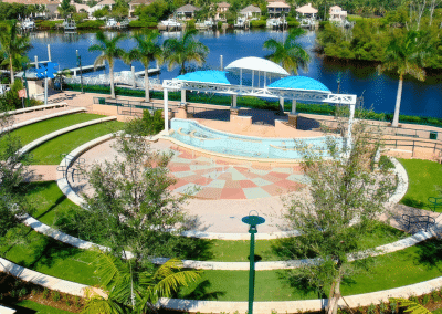 Van Kirk Pools built the expansive, waterfront interactive splash fountain and amphitheater for the Harbourside Place complex in Jupiter, FL.