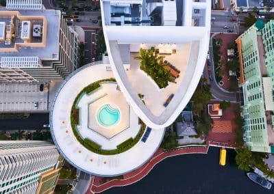 Van Kirk Pools built the architectural rooftop pool and sundeck for the Icon Las Olas luxury apartment building in Fort Lauderdale.