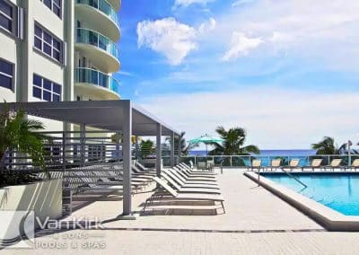 Van Kirk Pools built the oceanfront commercial lap pool and sundeck for the Southpoint Condominiums in Fort Lauderdale, Florida.